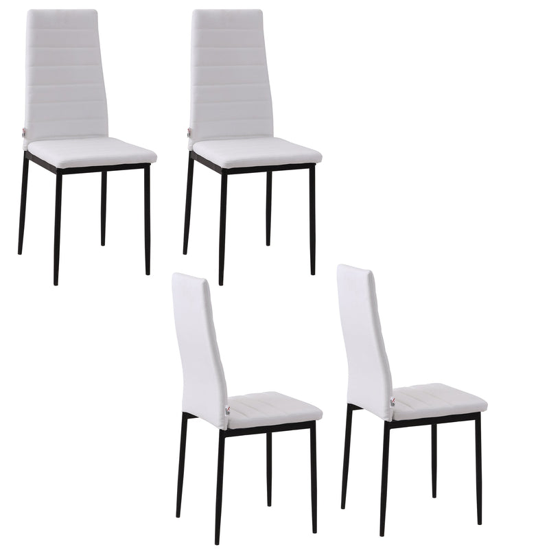 Conjunto de 4 Cadeiras de Sala de Jantar Estofadas em Linho e Pés de Metal Cadeiras Modernas para Cozinha Carga Máxima 120kg 41x50x97cm Branco