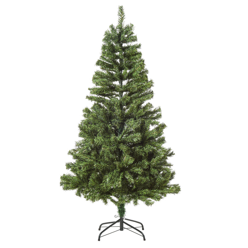 HOMCM Árvore de Natal artificial com 490 ramos 170 luzes LED Estrutura articulada com base dobrável de metal para interior F75x150 cm Verde