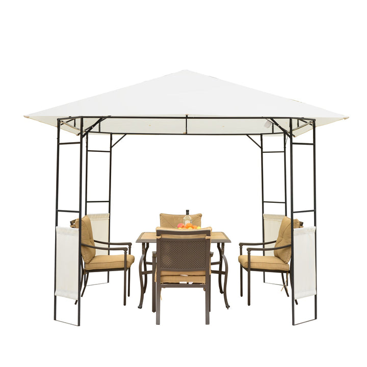 Pérgola para Jardim 3x3x2,6m Aço e Poliéster Creme