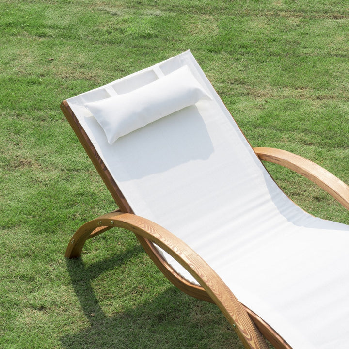 Espreguiçadeira para jardim terraço e piscina - cor branca - madeira -165x72x70cm