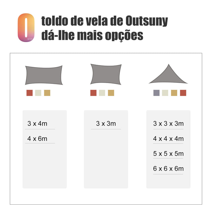 Toldo Vela quadrado 4x6m proteção UV Poliéster resistente a água para Patio Terraço Jardím cor areia