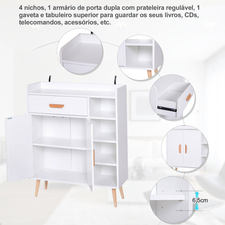Armário Branco Móveis multiuso para cozinha sala de jantar sala de estar e casa de banho 80x29,5x96cm