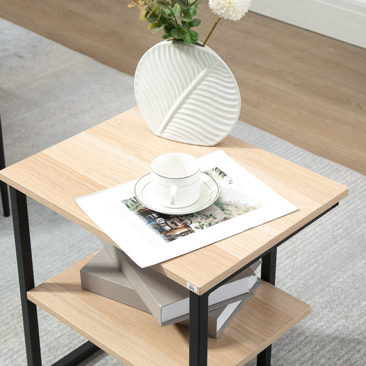 Mesa Auxiliar de 2 Níveis Mesa Auxiliar para Sala de Estar Dormitório Estúdio Escritório Estilo Moderno 45x35x48cm Madeira e Preto
