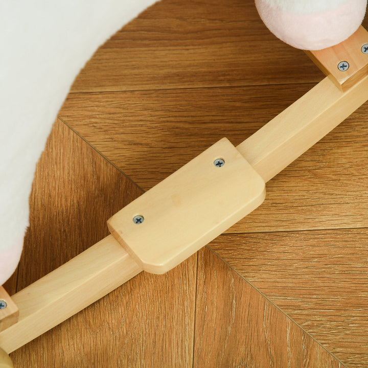 Baloiço Infantil em Forma de Unicornio para Crianças acima de 3 Anos Baloiço 2 em 1 com Rodas e Sons 45kg 63x38x63cm Branco