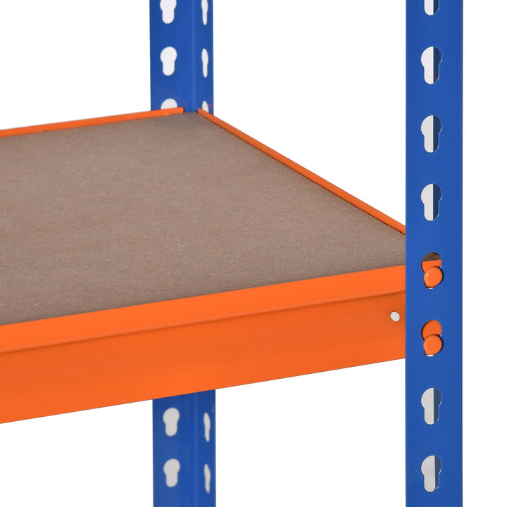 Estante Metálica de Armazenamento 80x40x182cm com 5 Prateleiras Altura Ajustável Carga Máxima por Prateleira 300kg para Armazenamento Garagem Oficina Azul e Laranja