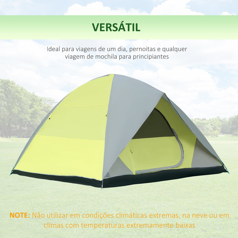 Tenda de Campismo Familiar 6 Pessoas Tenda de Campismo UPF+30 Impermeável até 1500mm com Capa Dupla Bolsos e Bolsa de Transporte 300x300x185cm Amarelo e Cinza