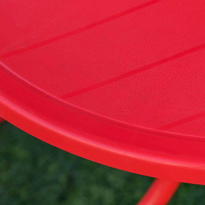Conjunto de Mesa e Cadeira de Jardim Conjunto de Picnic Dobrável para Crianças Conjunto de Mesa com Chapéu de Sol com Altura Ajustável 100-125cm Desenho de Joaninha Vermelho