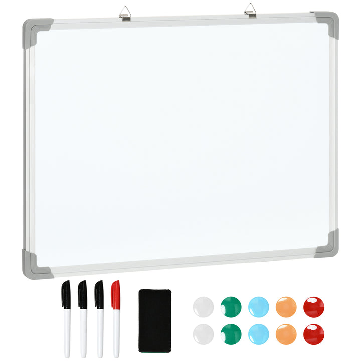 Quadro Magnético com Estrutura de Liga de Alumínio 60x45cm Quadro Magnético com Apagador 4 Marcadores e 10 Ímás para Escritório Casa