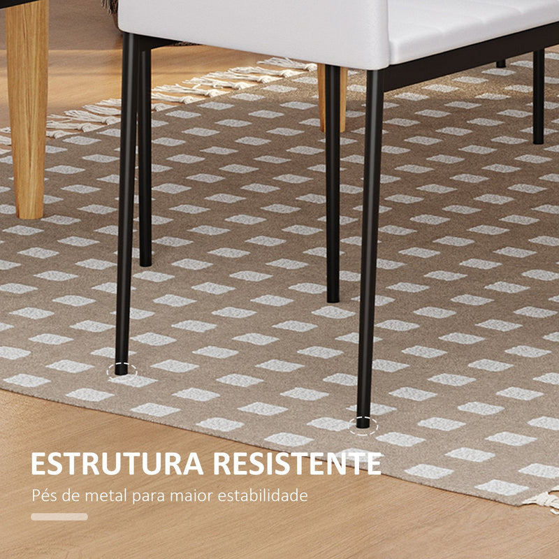 Conjunto de 4 Cadeiras de Sala de Jantar Estofadas em Linho e Pés de Metal Cadeiras Modernas para Cozinha Carga Máxima 120kg 41x50x97cm Branco