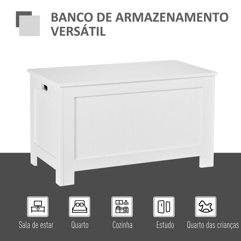 Armário de madeira para armazenamento de roupas brinquedos banco de armazenamento para sala de estar e banheiro carga de 20 kg branco 81 x 40 x 46 cm