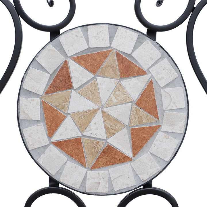 Conjunto de 2 Cadeiras Dobráveis de Jardim Bistrô Cadeira Assento Mosaico para Terraço Varanda Aço Carga 120kg