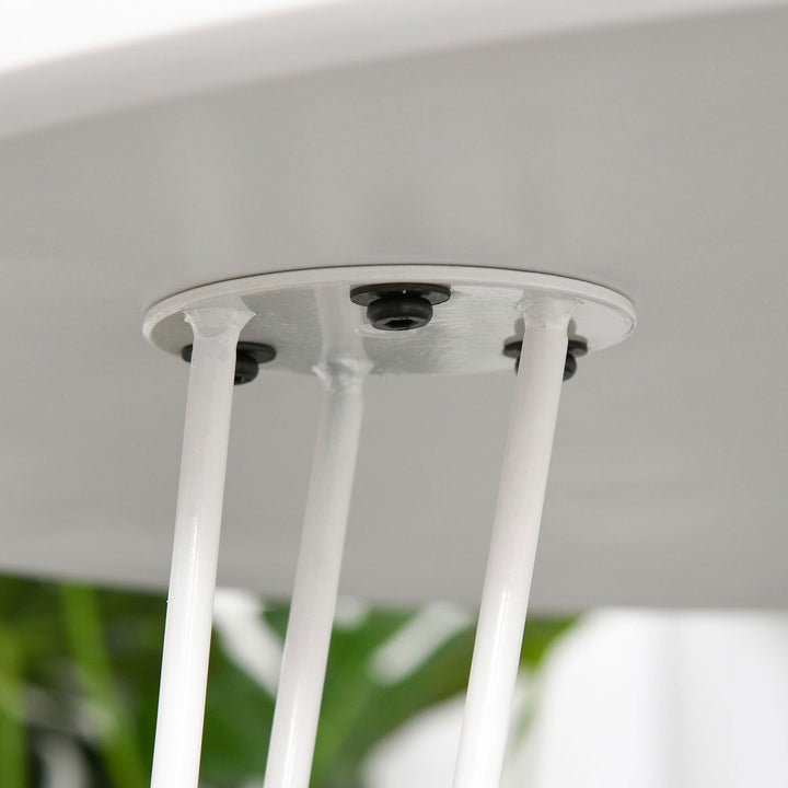 Mesa de Sala de Jantar Redonda com Pés em Forma de Garfo Metálicos Estilo Moderno para Cozinha Sala de Estar Cafeteria Ø70x75cm Branco