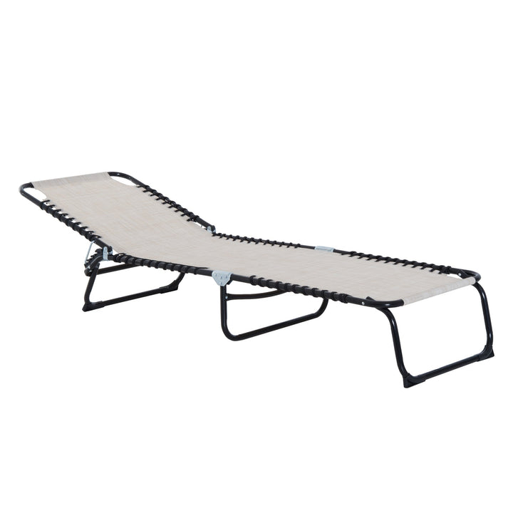 Espreguiçadeira dobrável Espreguiçadeira de praia ajustável com encosto ajustável Fácil de transportar para Praia Piscina 197x58x76cm cor Creme Branco