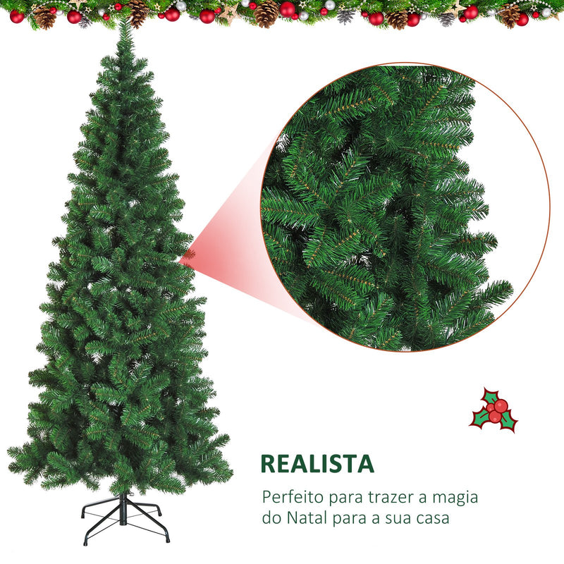 Árvore de Natal Artificial 210cm Ignífugo com 631 Ramos de PVC e Suporte de Metal Decoração de Natal para Interiores Fácil de Montar Verde