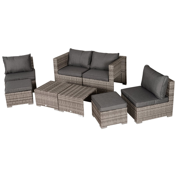 Conjunto de 8 peças de sofás de vime com mesa de café e apoio para pés