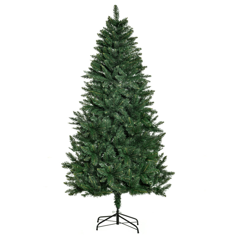 Árvore de Natal Artificial 180cm Ignífuga com 724 Ramas com 2 Tipos de Pontas de PVC e Base de Aço Decoração de Natal para Interiores Verde