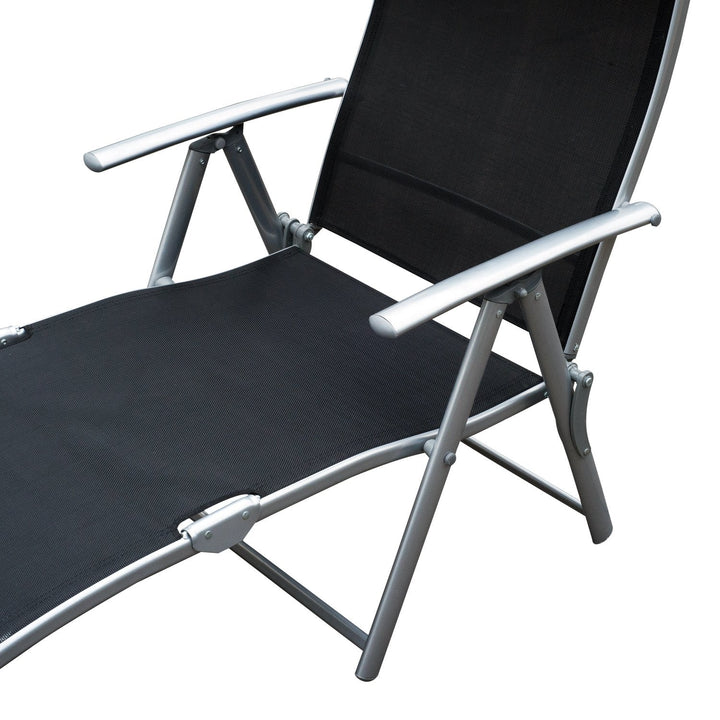 Espreguiçadeira Dobrável Encosto Ajustável para 7 Níveis com Travesseiro Resistente ao Textilene 137x63,5x100,5 cm Aço