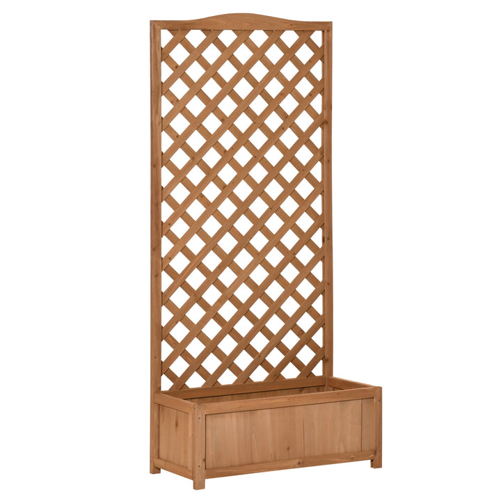 Floreira com Treliça de Madeira Caixa de Plantio com Suporte para Plantas Trepadeiras para Cultivo de Plantas Flores Terraço Jardim Exterior 76x36x170cm Marrom