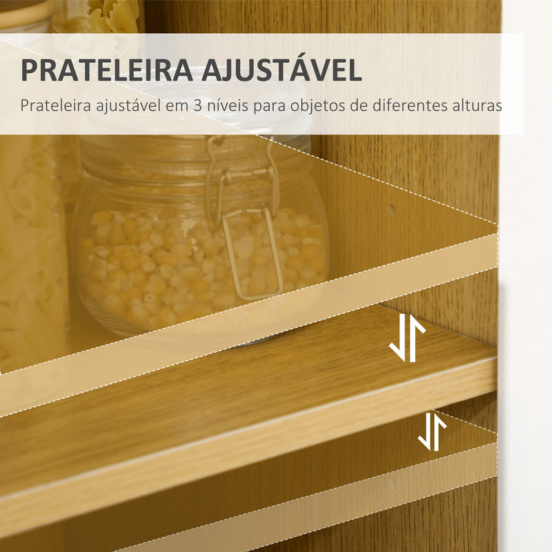 Aparador Auxiliar para Micro-Ondas Armário de Cozinha Moderno com Gaveta 3 Portas e Compartimento Aparador Buffet para Sala de Jantar 90x40x98,5 cm Branco