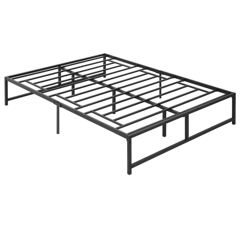 Estrutura de Cama Dupla de Metal para Colchão 135x190cm com Pés de 35cm Estrutura de Cama de Casal com Espaço em Baixo de Armazenamento 141,5x195x35cm Preto