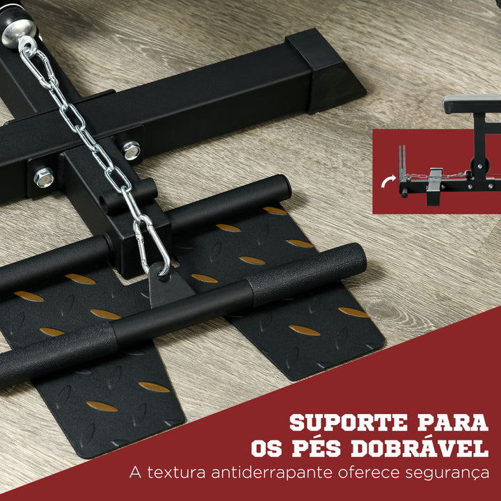 Máquina de Musculação Estação de Treino com Assento Ajustável para Treino em Ginásio Casa Escritório Carga Máxima 100 kg 140x108x197 cm Preto