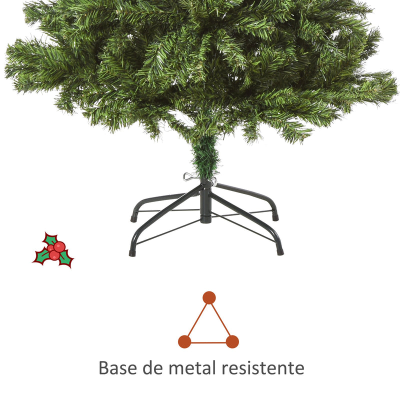 HOMCM Árvore de Natal artificial com 490 ramos 170 luzes LED Estrutura articulada com base dobrável de metal para interior F75x150 cm Verde