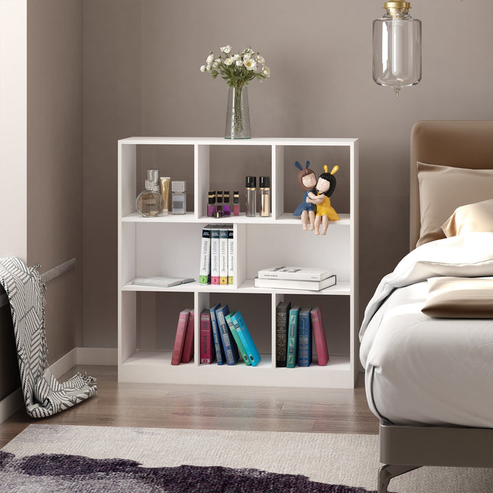 Estante para Livros com 8 Compartimentos Estante de Exposição Estilo Moderno para Sala de Estar Dormitório Escritório 97,5x30x100cm Branco