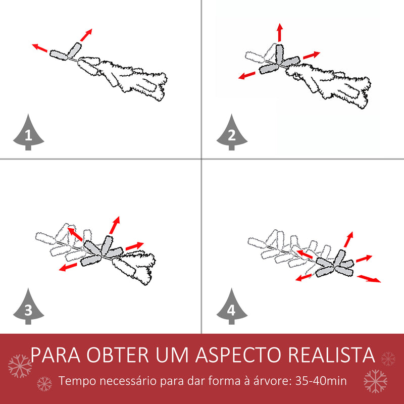 Árvore de Natal Artificial 240cm Ignífuga com 1499 Ramas com 2 Tipos de Pontas de PVC e Base de Aço Decoração de Natal para Interiores Verde