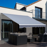 Toldo Manual Retrátil com Manivela 295x245cm Toldo Enrolável Alumínio com Proteção Solar para Janela Portas Balcão Terraço Exterior Cinza