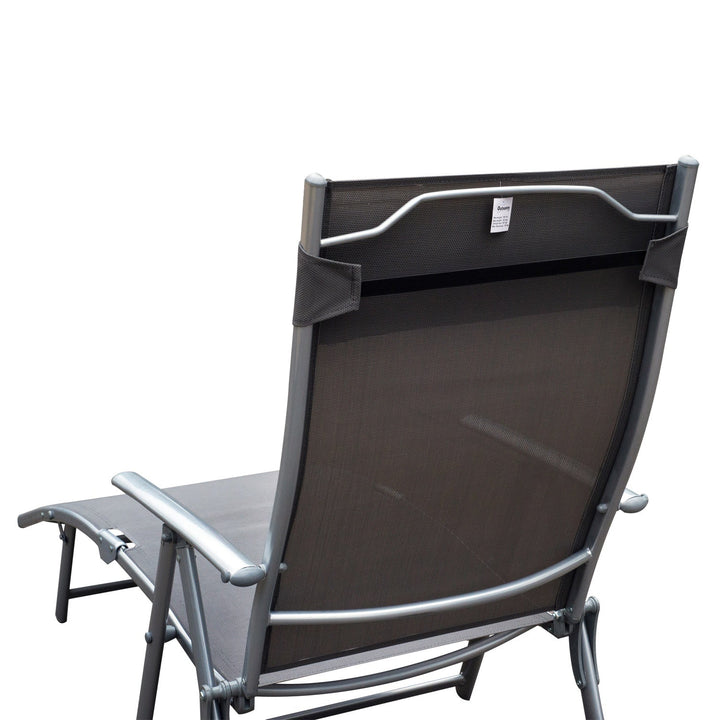 Dobrável Espreguiçadeira Encosto Ajustável para 7 Níveis com Travesseiro Resistente ao Textilene Relaxar na Piscina Exterior Terraço Camping 137x63,5x100,5 cm Aço