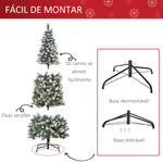 Árvore de Natal Artificial 180cm Ignífugo com 618 Ramos 34 Bagas 30 Pinhas Folhas de PVC e Suporte Metálico Decoração de Natal para Interiores Verde