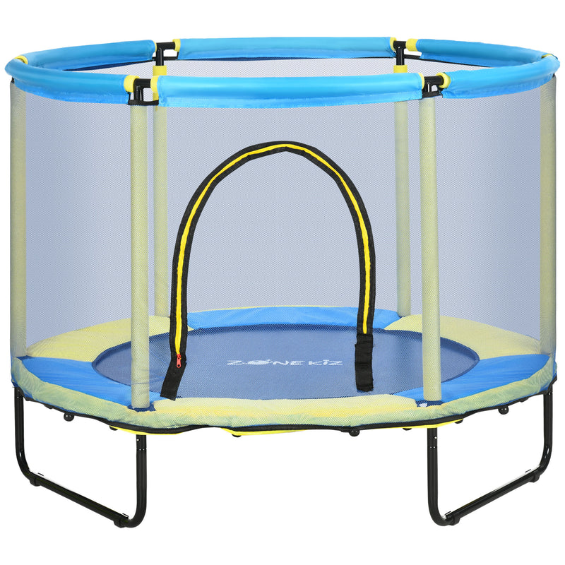 Trampolim Infantil Ø110cm com Rede de Segurança Trampolim para Crianças de 1-6 Anos com Proteção de Bordas para Interior e Exterior Carga Máxima 50kg Ø140x115cm Azul