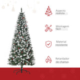 Árvore de Natal Artificial 180cm Ignífugo com 618 Ramos 34 Bagas 30 Pinhas Folhas de PVC e Suporte Metálico Decoração de Natal para Interiores Verde