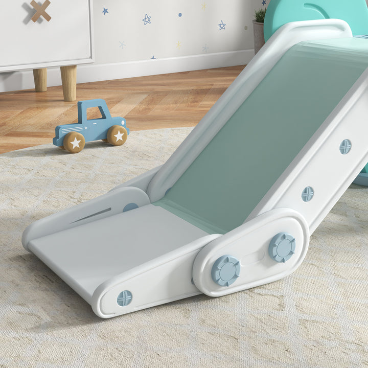 Escorregador para Crianças Dobrável Escorregador Infantil para Crianças de 18-36 Meses com 3 Degraus Antiderrapantes para Interior Carga Máxima 30 kg 120x53x53 cm Verde Claro