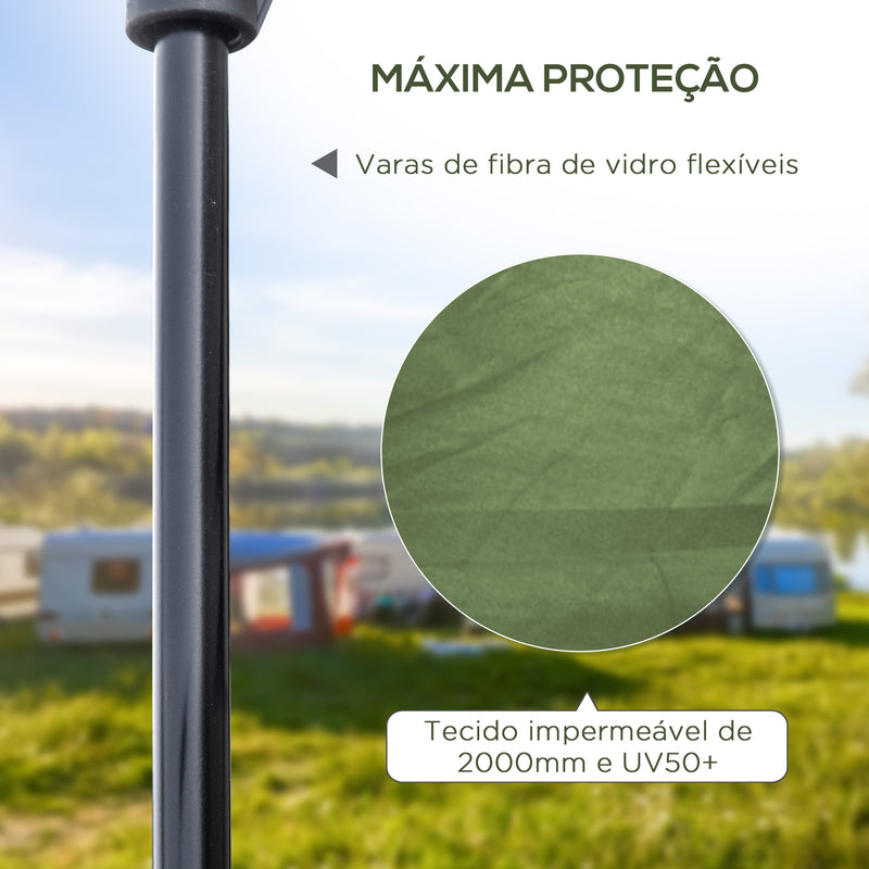 Tenda de Campismo para 2-3 Pessoas Tenda de Campismo Impermeável PU2000 mm Proteção UV50+ com Bolsa de Transporte 210x210x150 cm Verde