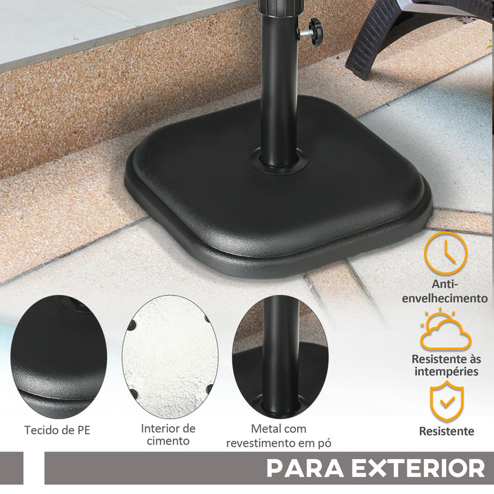 Base para Chapéu de Sol 11 kg Suporte para Chapéu de Sol de Cimento para Mastros de Ø32-38 mm para Varanda Pátio Jardim Exterior 36x36x31 cm Preto