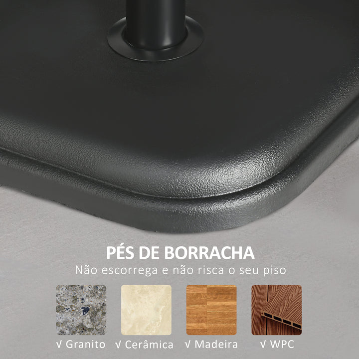 Base para Chapéu de Sol 11 kg Suporte para Chapéu de Sol de Cimento para Mastros de Ø32-38 mm para Varanda Pátio Jardim Exterior 36x36x31 cm Preto