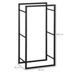 Suporte para Lenha de Metal Prateleira de Armazenamento para Empilhar Troncos Suporte para Lenha Metálico para Interior e Exterior 50x30x100 cm Preto