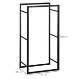 Suporte para Lenha de Metal Prateleira de Armazenamento para Empilhar Troncos Suporte para Lenha Metálico para Interior e Exterior 50x30x100 cm Preto