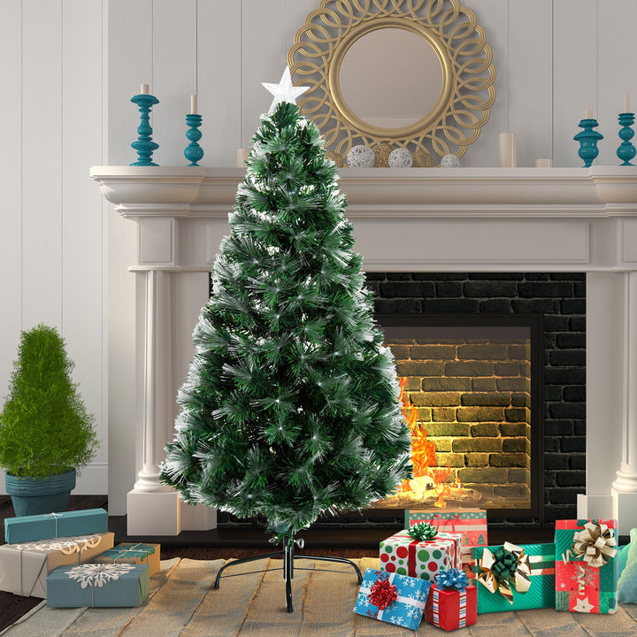 Árvore de Natal, Altura 120 cm + Estrela e Fibra Ótica de 7 Cores Árvore Artificial F 66x 120 cm