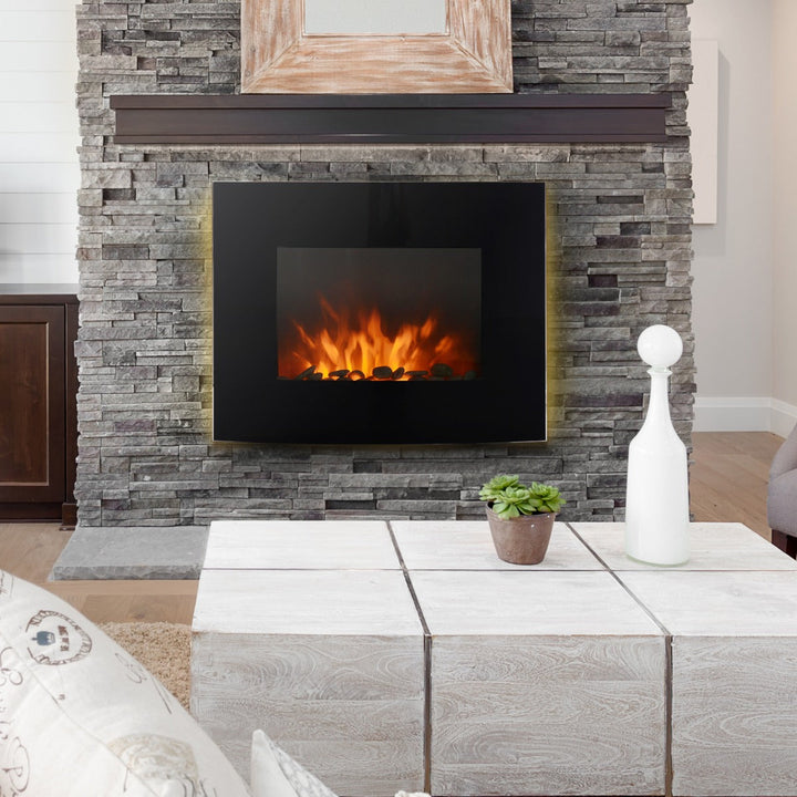 Lareira Elétrica Vidro Ferro Preto