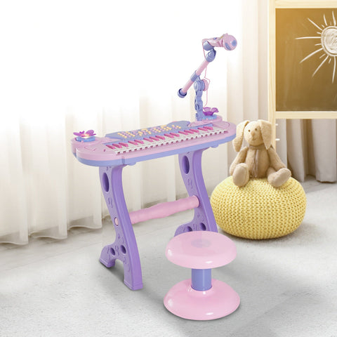 Piano Infantil com Micro para futuras estrelas em Rosa