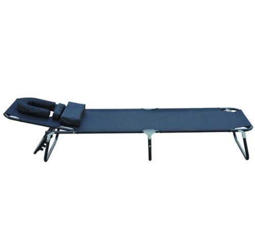 Espreguiçadeira reclinável e dobrável com almofada de leitura ou massagem - Cor Preto – aço - 190x56x28 cm