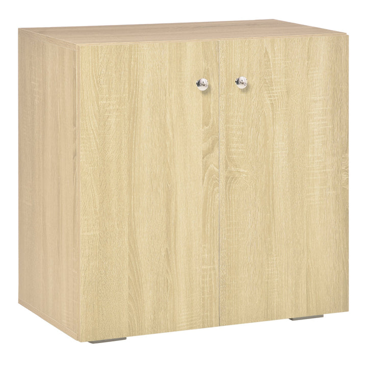 Aparador de Sala de Estar com 2 Portas Armário Auxiliar com 2 Prateleiras para de Livros Roupa Brinquedos Estilo Moderno 70x39x70cm Natural