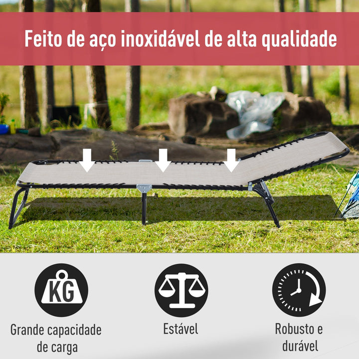 Espreguiçadeira dobrável Espreguiçadeira de praia ajustável com encosto ajustável Fácil de transportar para Praia Piscina 197x58x76cm cor Creme Branco