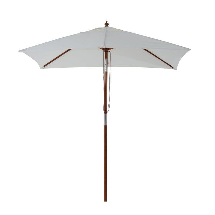 Guarda-sol 200x150x230 cm de Bambu Madeira para Jardim Terraço Pátio Praia Dois Tectos Ângulo Inclinável Rectângulo de 38mm Crema