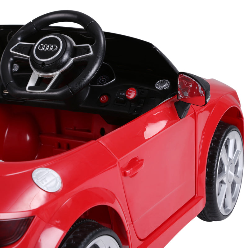 Carro elétrico infantil Audi TT RS acima de 3 anos Bateria 6V Carga 30 kg Vermelho 103x63x44cm