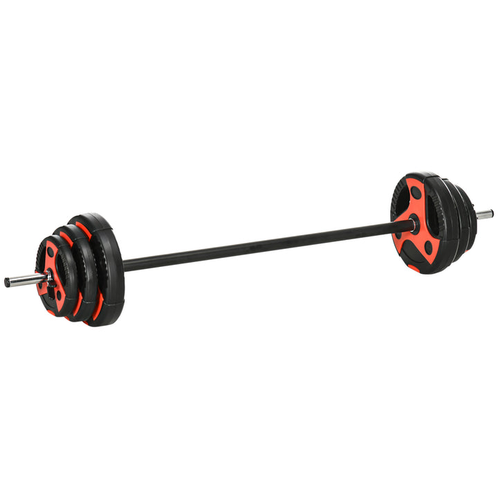 Conjunto de Barra de Pesos com Discos Conjunto de Musculação com Discos 1,25kg 2,5kg e 5kg para Treinamento em Casa Ginásio 140x17x17cm Preto e Vermelho