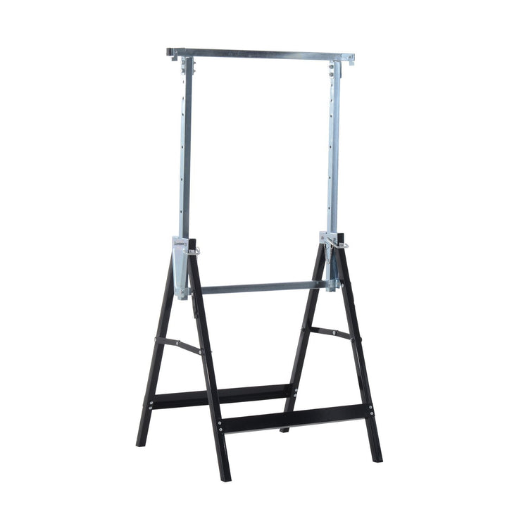 Conjunto de 2 Andaimes Cavalete telescópico Altura Ajustável Dobrável Metálico Quadrado Estável Carga 200kg Aço 68x58x80-130 cm Preto
