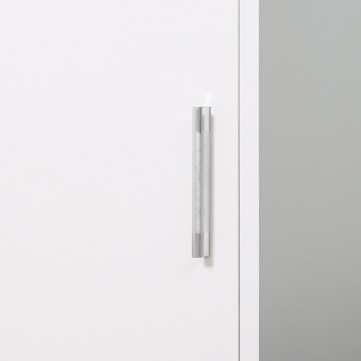 Coluna Casa de Banho com Espelho Móvel Alto Casa de Banho com 2 Portas e Prateleiras Interiores Ajustáveis Multiúso para Cozinha Sala de Estar 32x28x162cm Branco
